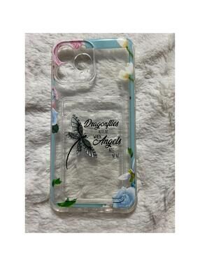 Dragonfly Clear IPhone 13 Pro Max Phone Case Floral Blue Pink